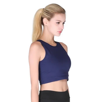 

Fitness Sports Bra Women Tank Crop Tops Wirefree Shockproof Padded Cross Straps Nylon Running Training Femme Workout Sports Top