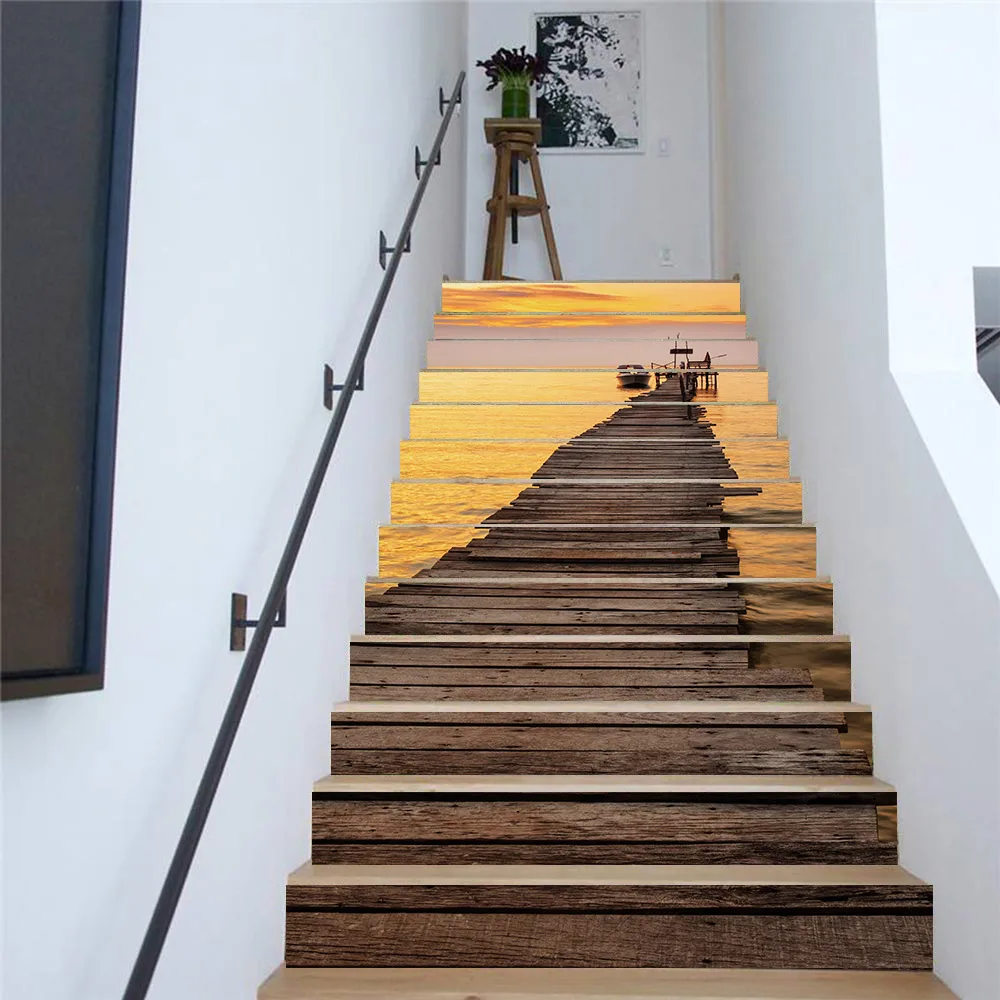 6/13 stücke Holzmaserung Kunst Treppen Abdeckung Aufkleber Peel