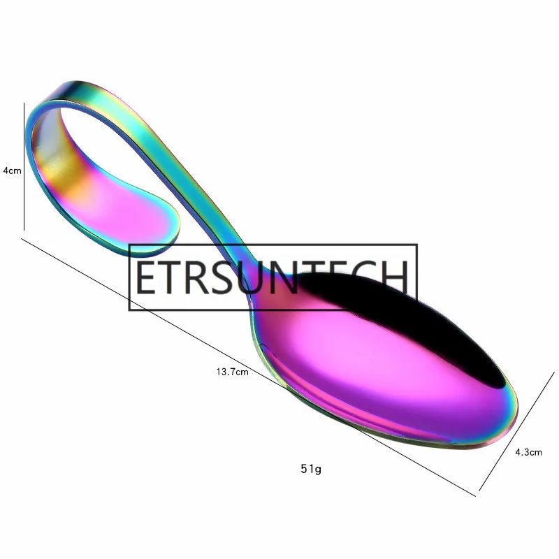 Rainbow 100pcs New Stainless Steel Hotel Tableware Soup Spoon Spoon Multi Color Dinner Decoration Tableware Kitchen Tool - Цвет: Rainbow
