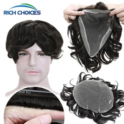 Rich Choices 30mm Wavy Men Toupee Full Swiss Lace Wig For Man 6'' Breathable Toupee 90% Density Male Hair Extensions Prosthesis