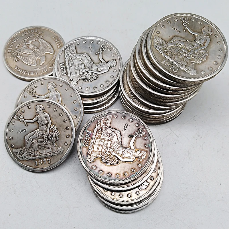 25pcs USA Set Coin Trade Dollar Silver Plated 1873-1885 Copy Coins Gift Home Decoration Coins