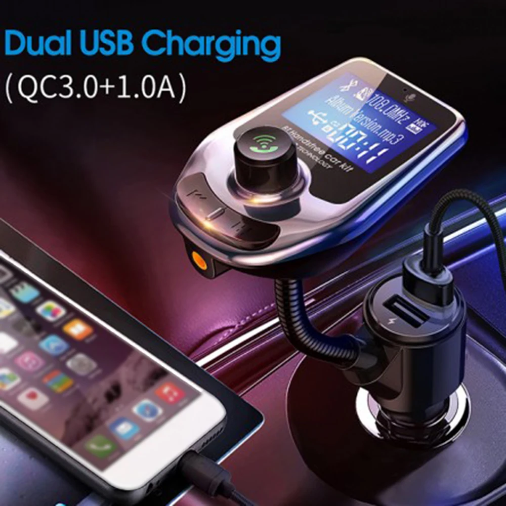 Bluetooth автомобильный fm-передатчик MP3-плеер Радио адаптер двойной USB быстрая зарядка Bluetooth 5,0 смарт-чип, стабильность сигнала