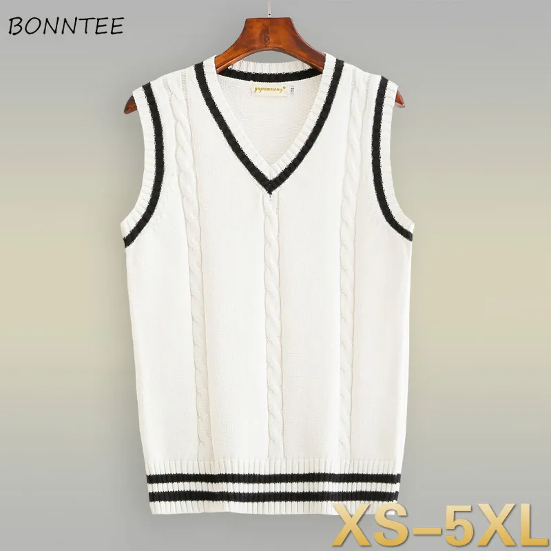 Suéter de retales con cuello en V para hombre, chaleco de gran tamaño 5XL, estilo Preppy, ropa de calle elegante de uso diario, de punto Retro, estilo británico