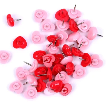 

2019 Heart Shape 50pcs Plastic Quality Cork Board Safety Colored Push Pins Thumbtack Office School Accessories Supplies