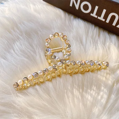 Pearl Hairpin Rhinestone European And American Grab Clip Simple Fashion Hair Accessories A1