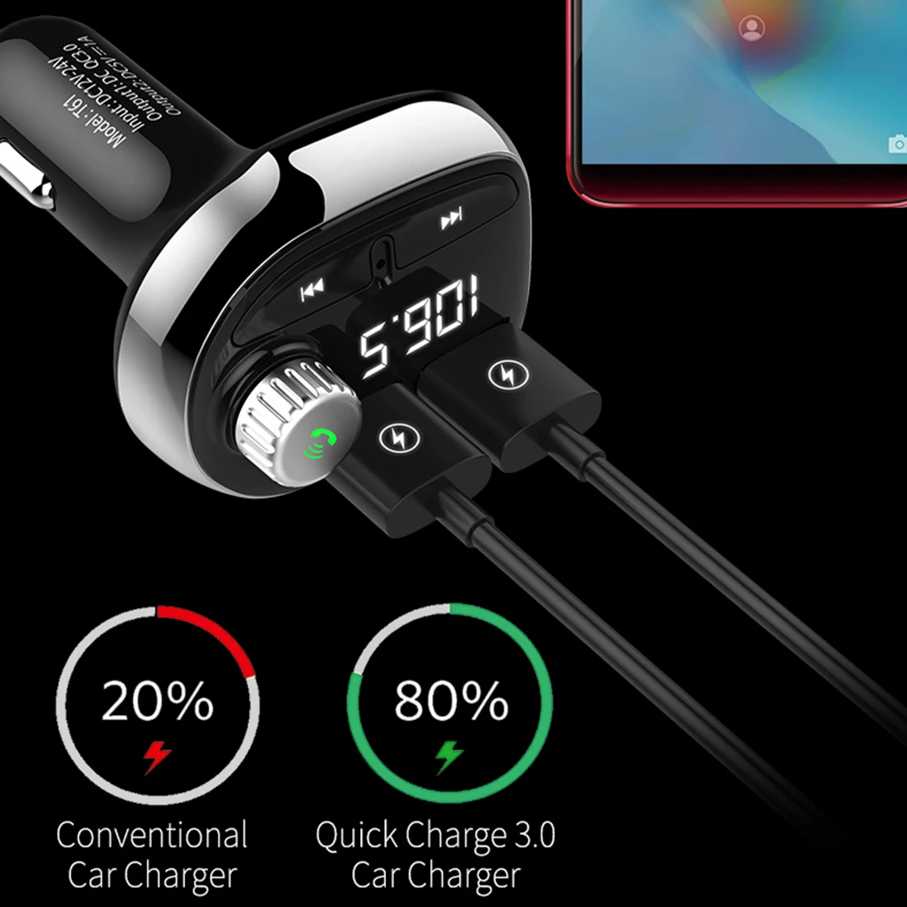 Bluetooth MP3-плеер Handsfree автомобильный комплект fm-передатчик Быстрый двойной USB зарядное устройство адаптер питания