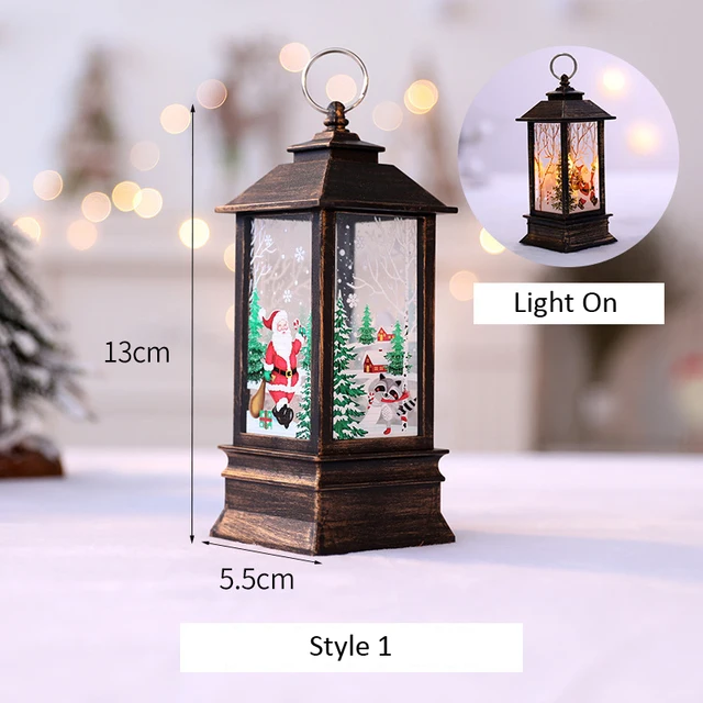 Santa Claus Snowman Lantern Light Merry Christmas Decor For Home Christmas Tree Ornament Xmas Gifts Navidad 2021 New Year 2022 Style 1