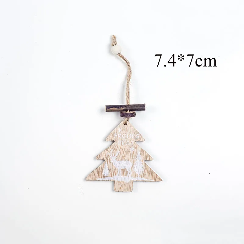 2PD-62958-6 Натуральные деревянные игрушки для рождественской елки висячие украшения деревянные ремесла подарки Рождественские новогодние вечерние украшения для дома 62954 - Цвет: 2PD-62958-6