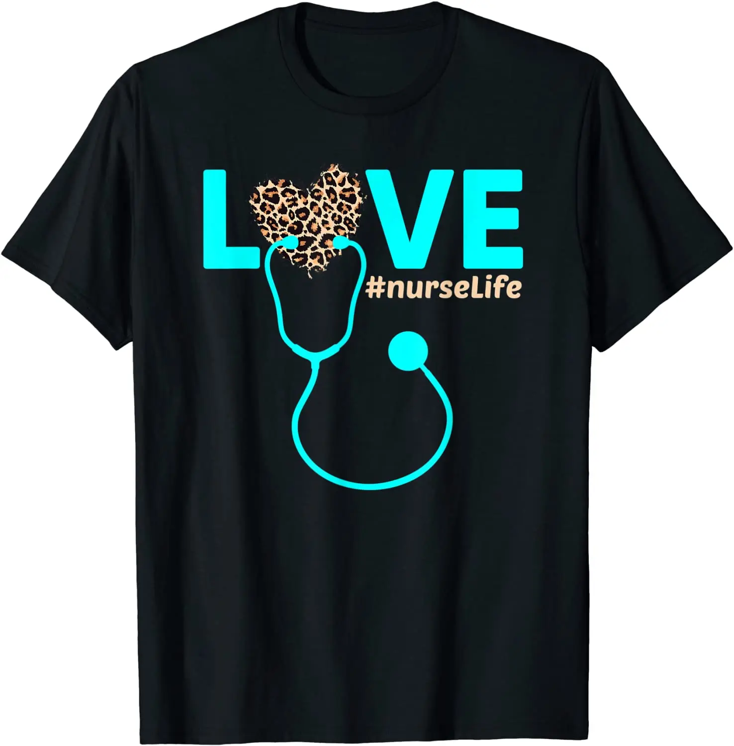 

Nurse Life RN LPN CNA Healthcare Heart Leopard Funny T-Shirt Tops T Shirt Hip Hop Design Cotton Men's T Shirt Design