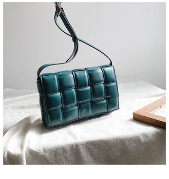 

Women's Fashion Designer Genuine Leather Kniting Clutch Bag Set Flap Shoulder Crossbody Bag Handbag with Detachable Coin Purse