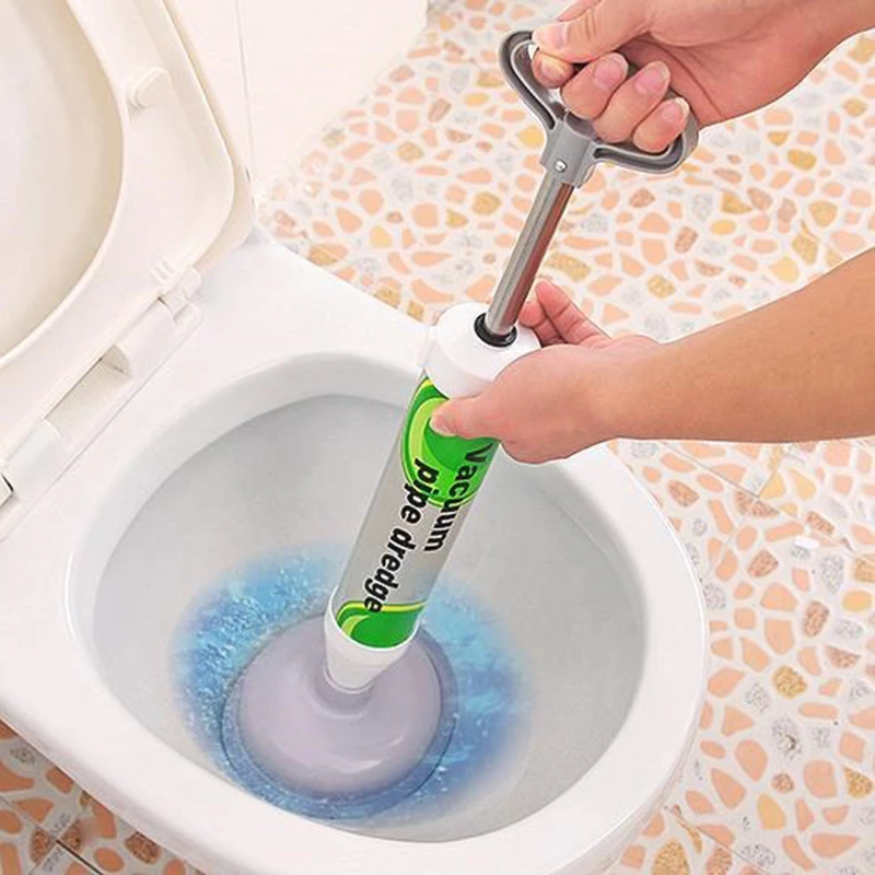 Bathroom Toilet Plunger Rubber Suction Cup Drain Pump Cleaning Tool Clear Green
