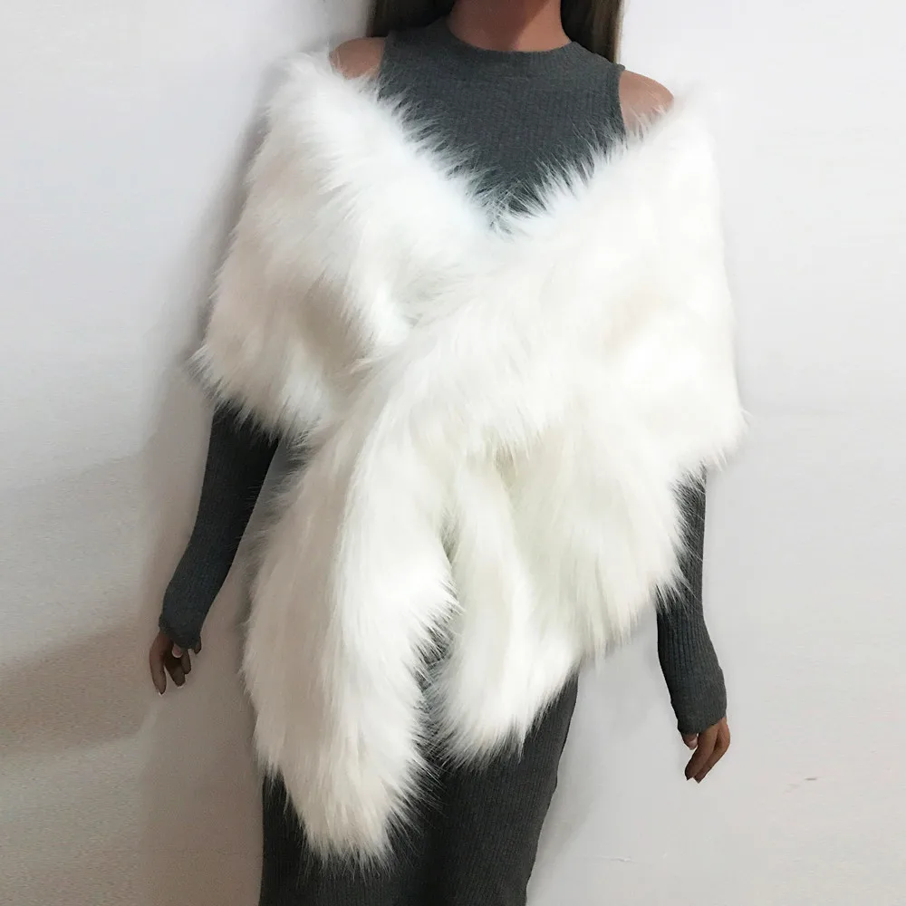 new autumn Winter Women Faux Fox Fur Long Shawl Stole Wrap Shrug Scarf Bridal Wedding Fashion Irregular Large Shawl 8#927