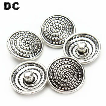 

10pcs/lot 20mm Antique Silver Metal Alloy Snap Button Charm Snaps DIY Bracelet Jewelry Making Findings Accessories