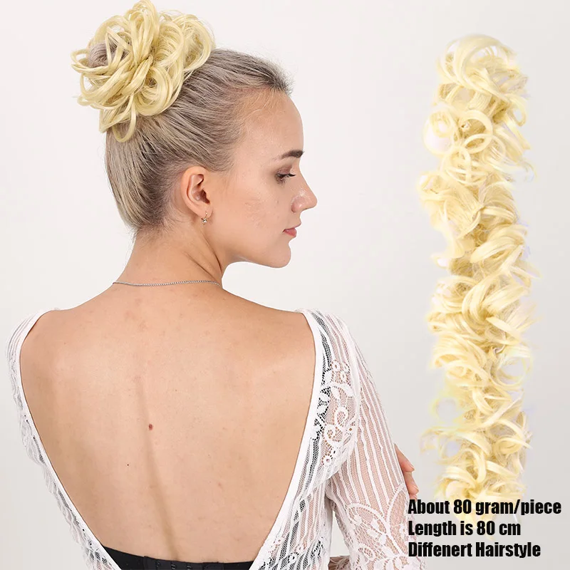 LUPU Synthetic Hair Bun Messy Chignon WIth Rubber Band Updo Donut Roller Scrunchie Hair Pieces For Women High Temperture Fiber
