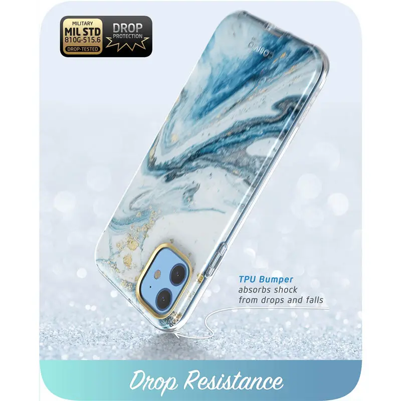 Cosmo Glitter Marble Full-Body Bumper Cover with Built-in Screen Protector
