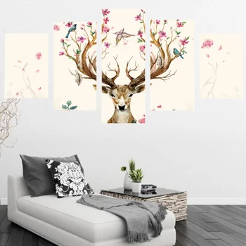 

5-Piece Fashion Stylish Modern Creative 5D Diamond Painting Kits for Living Room Office Home Bedroom Decoration (Deer)