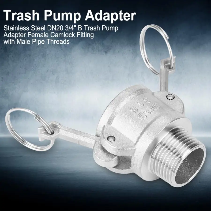 

Stainless Steel DN20 3/4" B Trash Pump Adapter Female Camlock Fitting With Male Pipe Threads Pipe Connection
