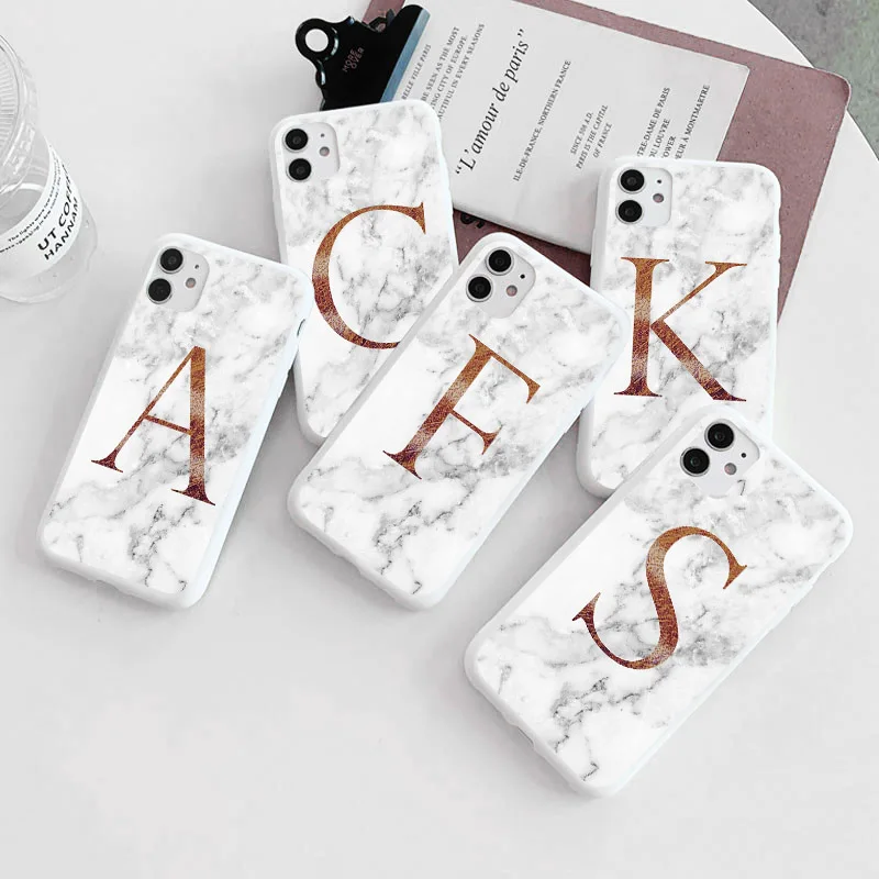 Cases For Samsung Galaxy A50 A30S A50s A51 A52 A70 A71 A72 A40 A32 A31 A30 A22 A21s A20e A12 A10 Marble Initial Letter Crown TPU