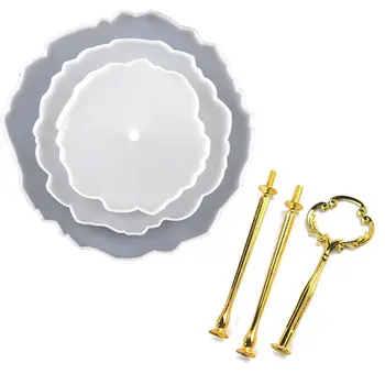 

3 Tier Cake Fruit Food Plate Stand Resin Casting Mold Irregular Fruit Disc Mold