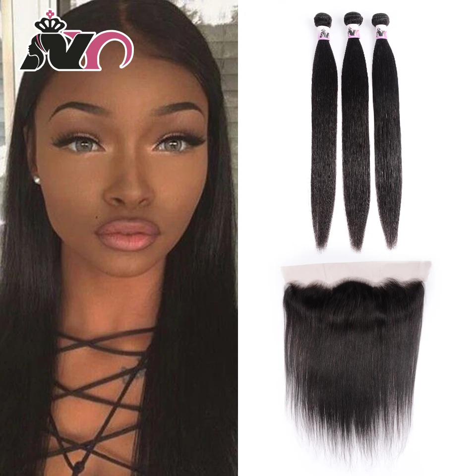 Kaufen NY Gerade Haar Bundles Mit Frontal 13*4 Frontal Ohr zu Ohr Brasilianische Webart NEUE Menschliches Haar Gerade 3 bundles mit Frontal