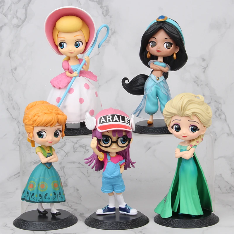 

Disney Q Posket Bo Peep Anna Aisha ARALE Original Princesses figures frozen Toys Dolls PVC Figures collection toys for child