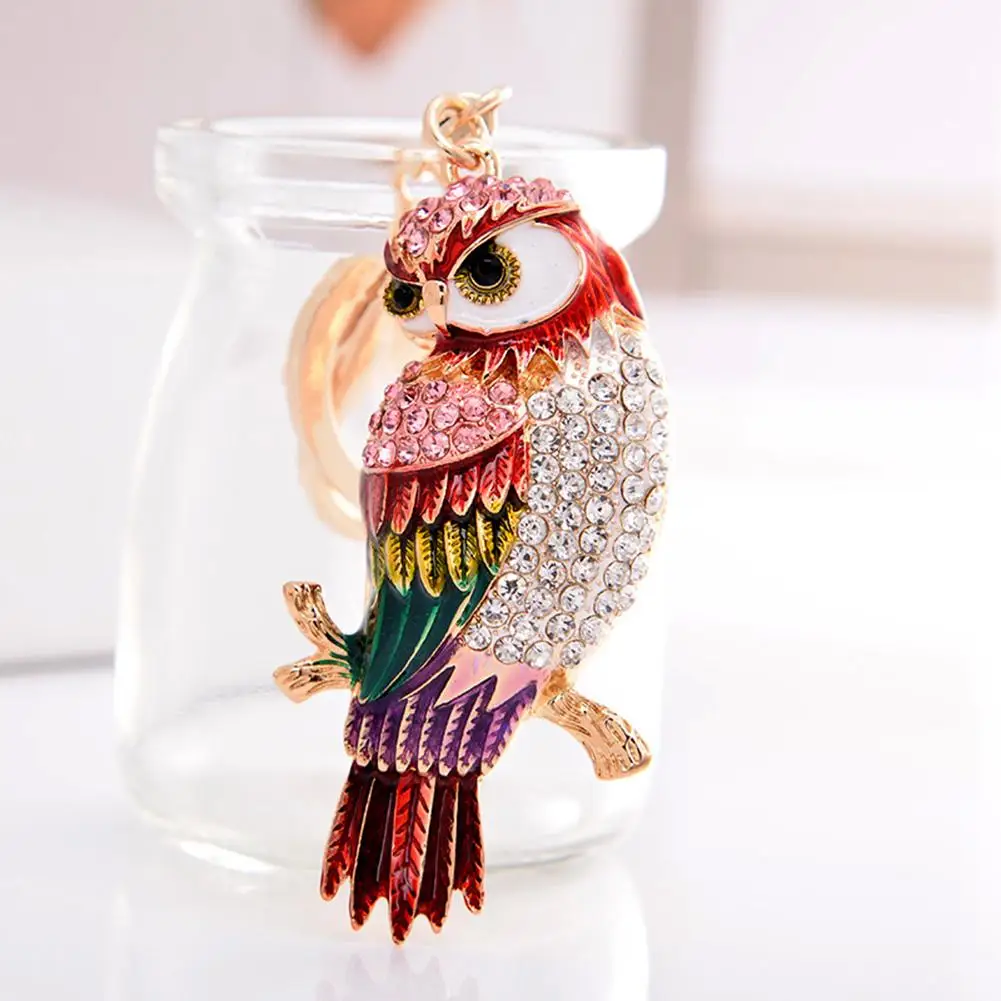

Fashion Owl Rhinestones Pendant Keychain Car Key Ring Bag Hanging Decor Gift New