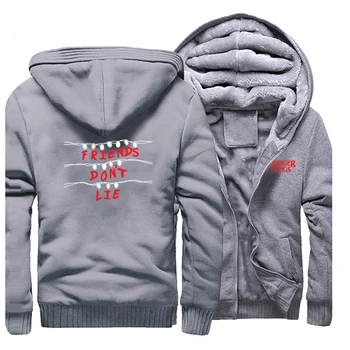 

Stranger Things Printed Winter New 2019 Hot Sale Hip Hop Funny Sweatshirt Men Coat Thick Fashion Zipper High Quality Streetwear