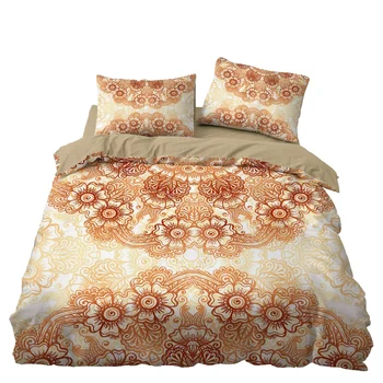 

Bohemia Mandala Floral Golden Bedroom Decor Bedspread Bed Bags Microfiber Hypoallergenic Zipper 1PC Duvet Cover Pillowcase