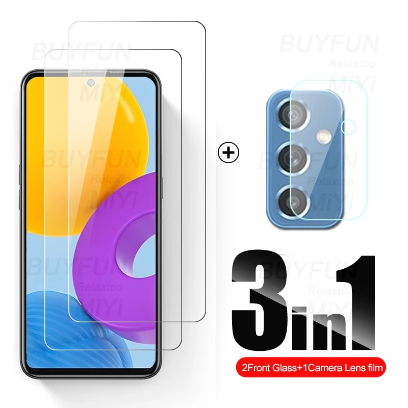 1-To-3 Có Kính Cường Lực Dành Cho Samsung Galaxy Samsung Galaxy M52 5G Màn Hình Kính Camera Bảo Vệ Bao Sumsung M 52 2021 SM-M526BR/DS Phim 6.7'' mobile screen guard Screen Protectors