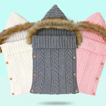 

Warm Blanket Soft Baby Sleeping Bag Footmuff Cotton Knitting Envelope New Born Boy Girl Swad Wrap Accessories Sleepsacks Fashion