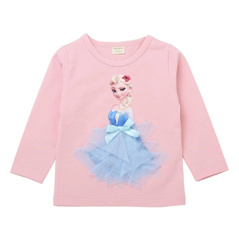 Cute Children Frozen T-shirt Girls Long Sleeve Shirt Frozene Sophia Elsa Princess Tops Bottoming Shirt Cartoon Kids Tees Clothes