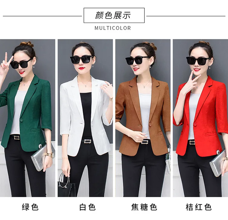 Photo Shoot 8269# Spring And Summer Autumn Korean-style Three-quarter-length Sleeve Solid Color Small Suit Slim Fit Slimmin