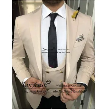 

Handsome Groomsmen Wool blend Groom Tuxedos Mens Wedding Dress Man Jacket Blazer Prom Dinner (Jacket+Pants+Tie+Vest)