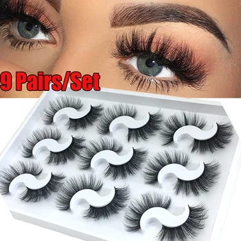 

9 Pairs 6D Mink False Eyelashes Soft Natural Thick Fake Lashes Makeup Fluffy Mink Lashes Extension Mink Eyelashes maquiagem