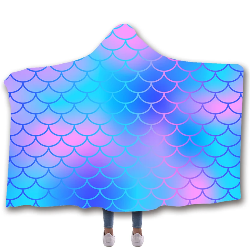 Animal-Mermaid-Printed-Hooded-Blanket-For-Adults-Kid-Bad-Sofa-Warm-Wearable-Fleece-Woman-Throw-Blankets (1)