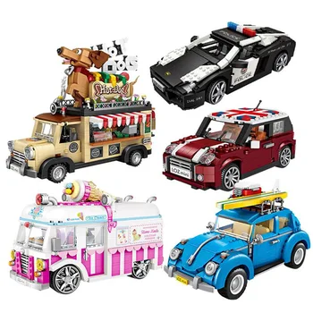

LOZ Technic Building Blocks Hot Dog Cart Racing Car Police Vehicle Duck Bus Assemable Mini Bricks Educational Toys for Children