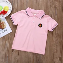 Модные детские рубашки поло с короткими рукавами в Корейском стиле из чистого хлопка для мальчиков летние однотонные топы с отложным воротником