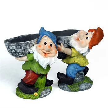

European Arts Seven Dwarfs Art Sculpture Little Man Vase Fleshy Flower Pot Resin Vase Home Decor Flower Arrangement R4885