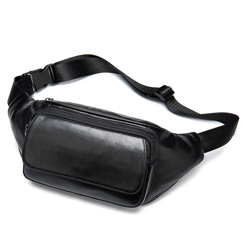 WESTAL Sheep Genuine Leather Men's Waist Bags Belt Men Waist Pack Male Fanny Pack Black Small Hip/Bum Bag Leather Waist Bag 8917 - Цвет: 8917black