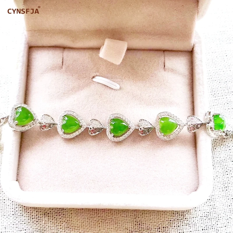 CYNSFJA настоящий Сертифицированный подвескаиз натурального камня jade Jasper 925 пробы Серебряный женский зеленый нефритовый браслет ювелирное изделие лучший подарок