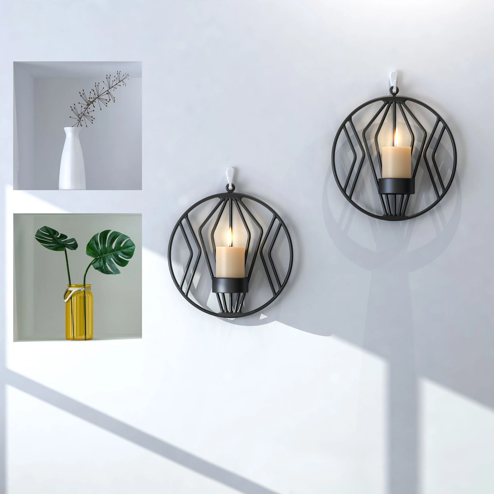 Геометрический подсвечник в скандинавском стиле Железный настенный металлический домашний декоративный подсвечник Свадебные декоративные украшения на вечеринку