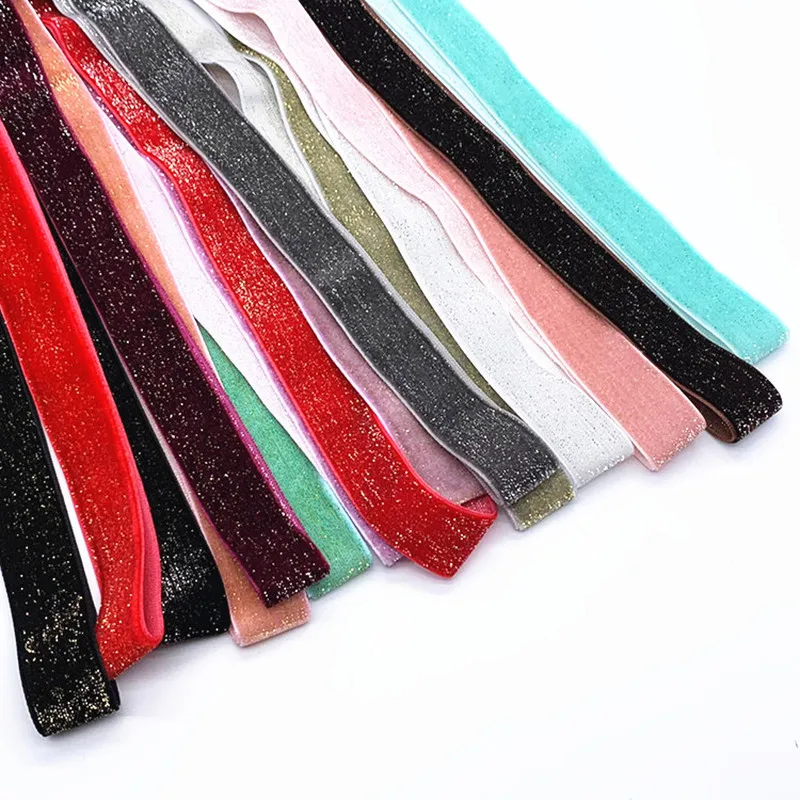 

No Elastic Gold Silver Glitter Velvet Ribbon Wedding Party Christmas Ribbon Decoration DIY Hair Clips Bow Accessories Craft 3m