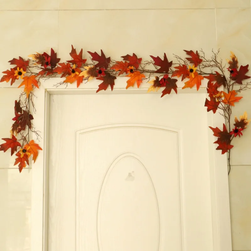 

Autumn Decorations Artificial Flowers Maple Leaves String Light Garland Artificial Plants Stylish Simplicity Shining Like Stars