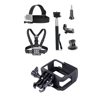 

2Pcs for Gopro Action Camera Parts: 1Pcs Protective Standard Border Frame Case & 1Pcs Head Strap Mount/Selfie Stick Kit