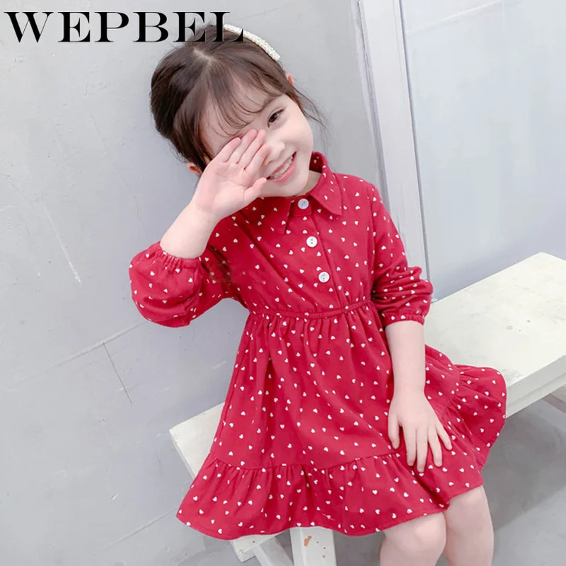 

WEPBEL Fall Winter Toddler Girls Dress Long Sleeve Kids Dresses Girl Thick Warm Flower Children Princess Clothing