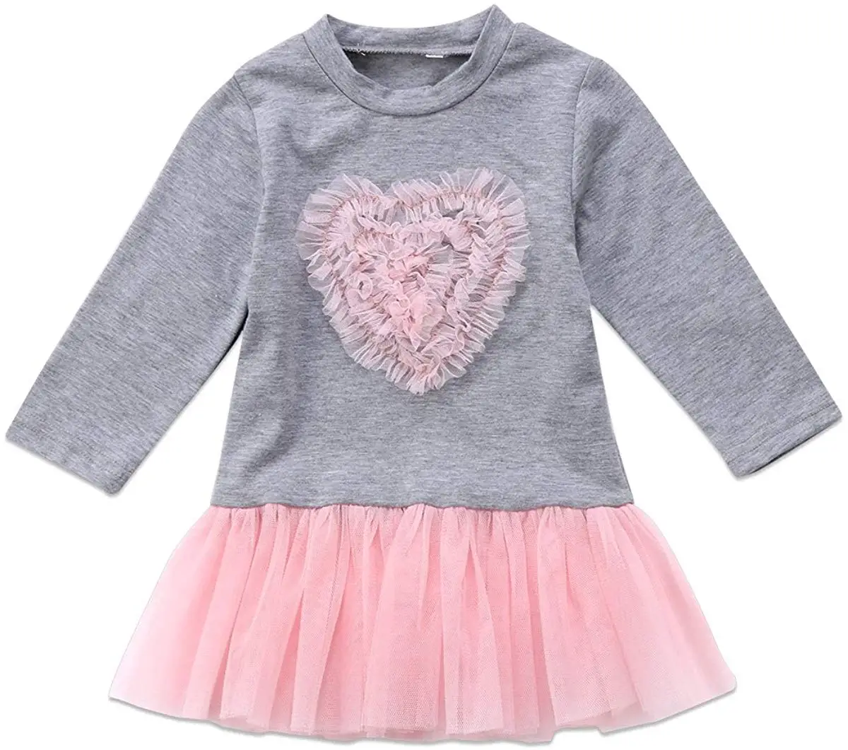 Saint valentin Costumes pour filles mode enfants bébé fille à manches longues coeur dentelle Tutu robe en Tulle bébé filles vêtements mignon Vestido