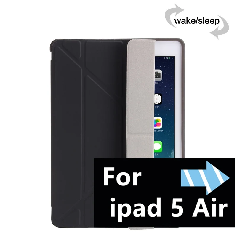 Умный для нового ipad 9,7 / флип-чехол с подставкой для ipad 5 Air ipad mini 1/2/3/мягкий ТПУ задний кожаный чехол подставка для планшета чехол - Цвет: 5 Black