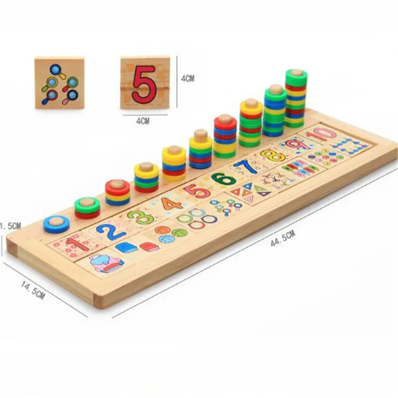Kids Wooden Montessori Materials Learning To Count Numbers Matching Early Education Teaching Math Toys Logarithmic Board