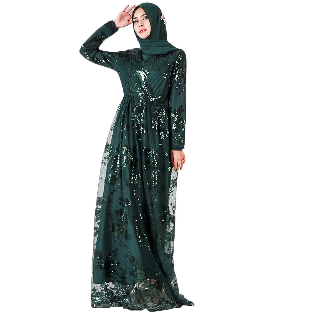 Абая Дубай Турецкая женская вышивка блестками платья Хиджаб мусульманское платье Абая для женщин Кафтан исламский халат одежда