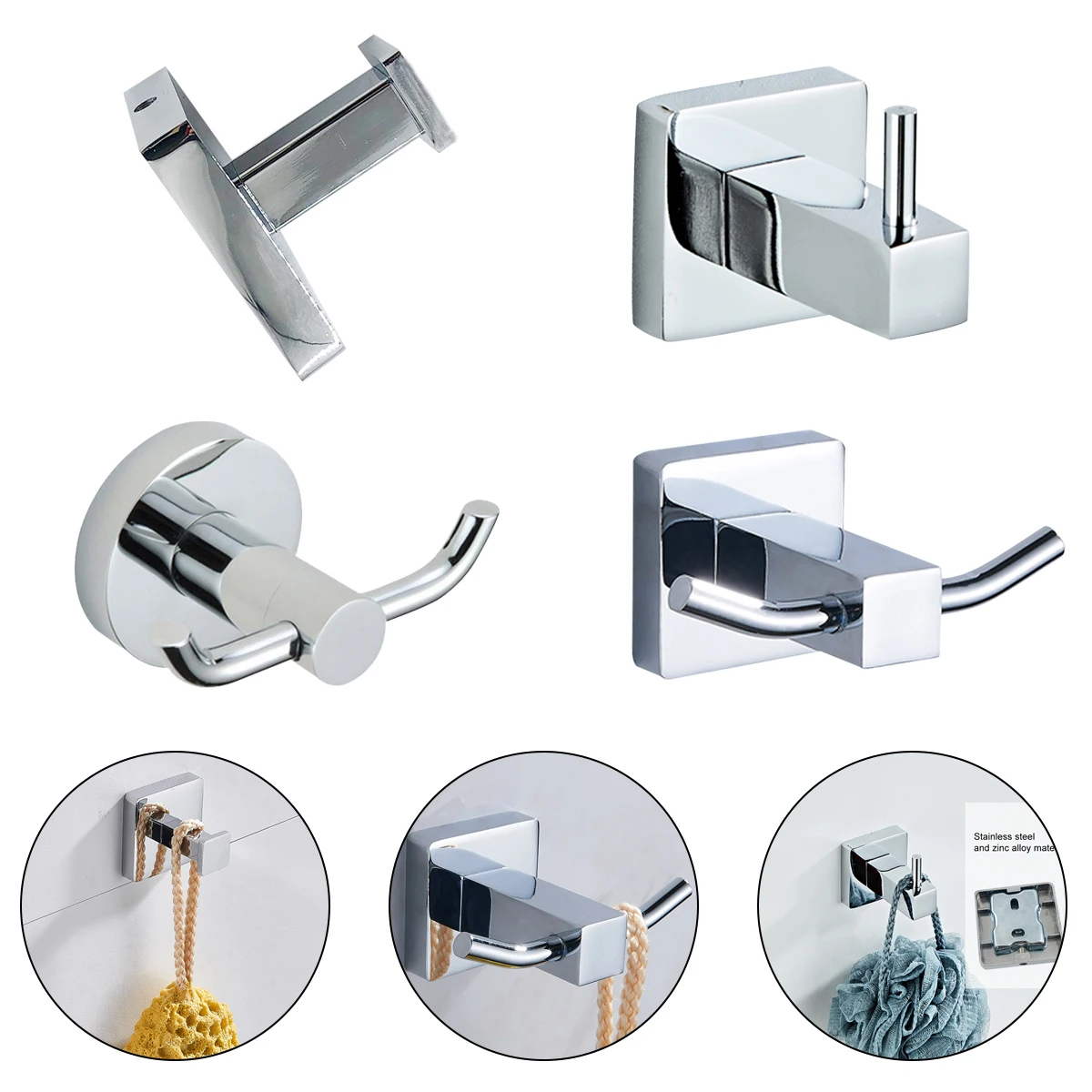 

Hooks for Bathroom Kitchen Hanger Stainless Steel Wall Hook for Keys Coat Towel Hook Robe Hook Bathroom Hardware